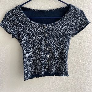 BRANDY MELVILLE NAVY BLUE BUTTON TOP